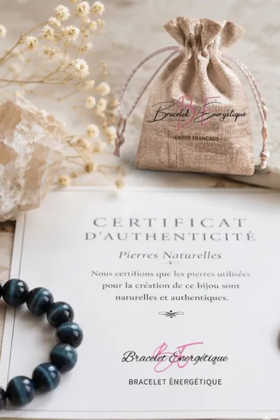 certificat authentification bracelet oeil de tigre bleu