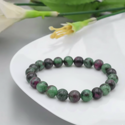 Bracelet Rubis Zoïsite Pierre Naturelle 8mm Grade AAA 6 presentation zen bracelet zoïsite