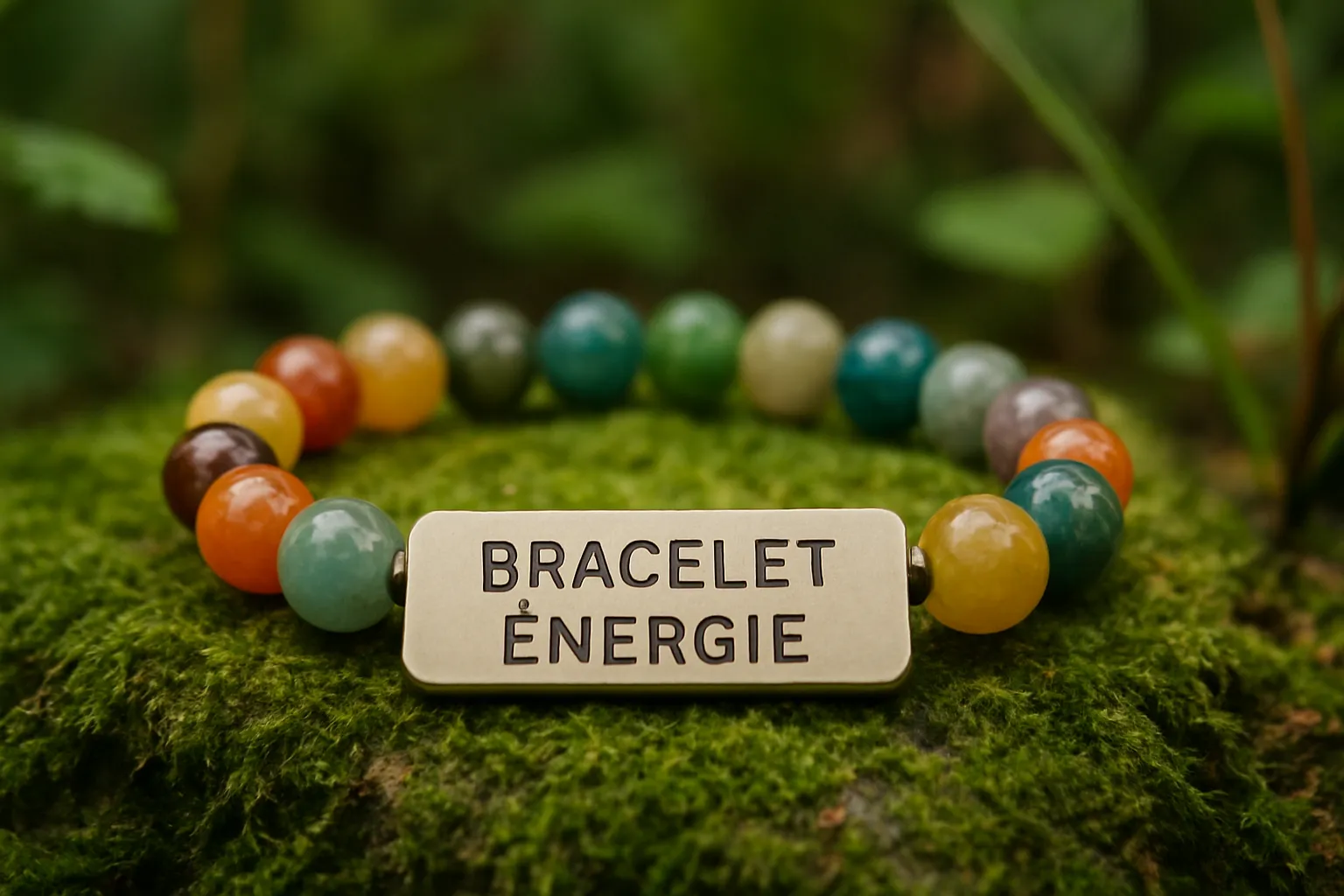 Un bracelet énergétique sur fond de nature.