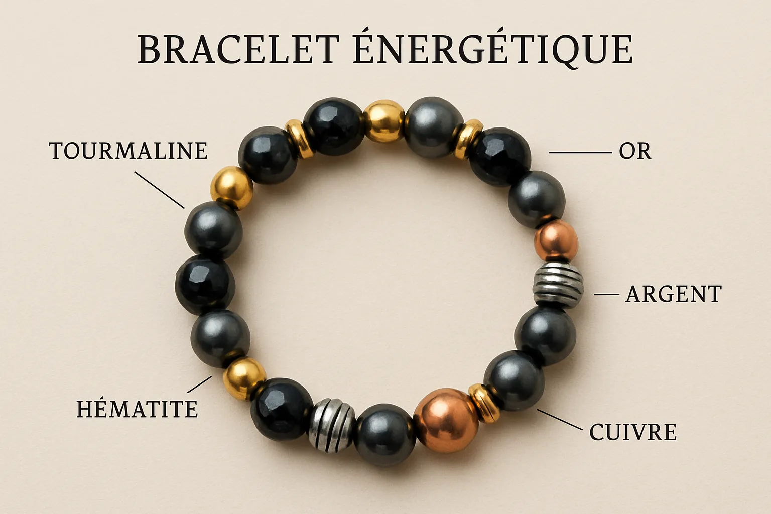 Comment fonctionnent les pierres conductrices ? 1 Un bracelet énergétique avec des pierres et métaux conducteurs.