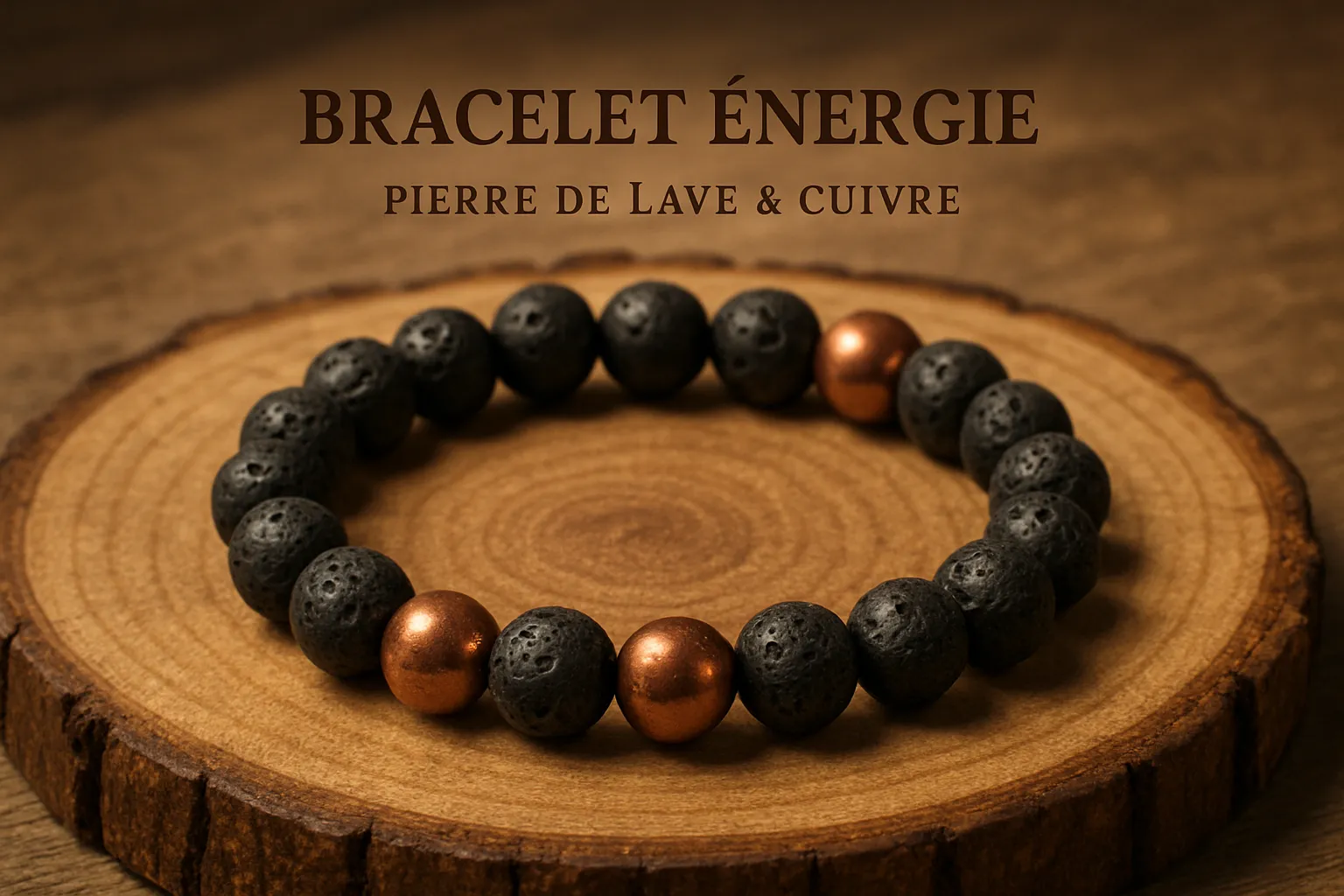 Comment détecter les flux énergétiques internes ? 1 Un bracelet énergétique en pierre de lave et cuivre.
