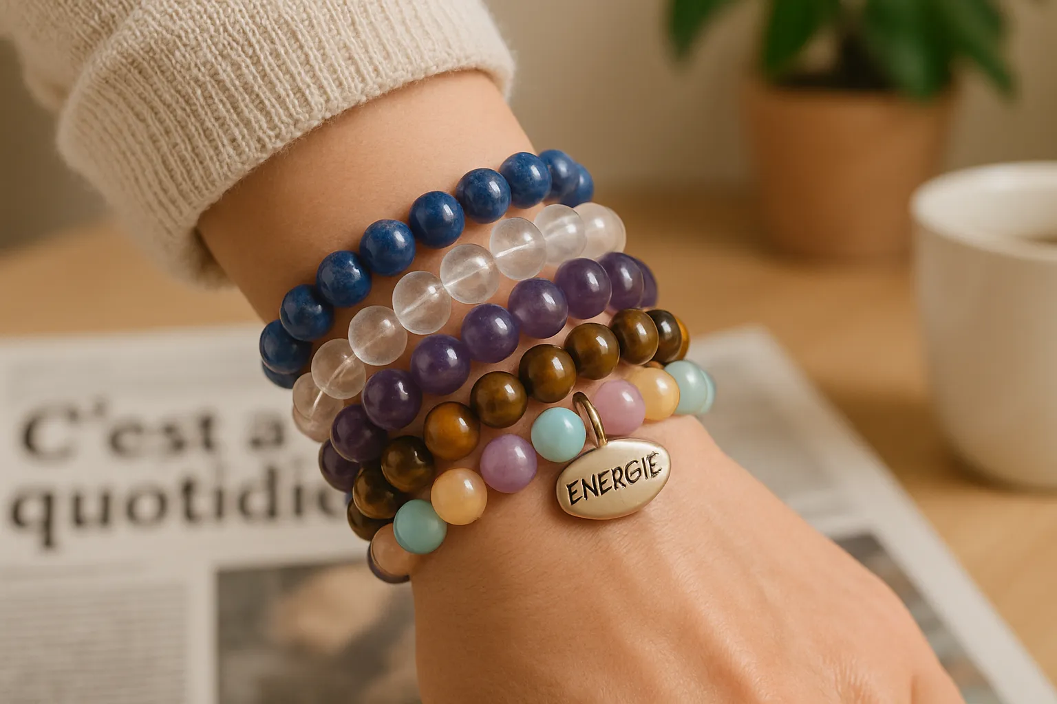 Qu'est-ce qu'un bracelet énergétique et comment peut-il améliorer votre bien-être ? 1 Différents bracelets énergétiques portés au quotidien.