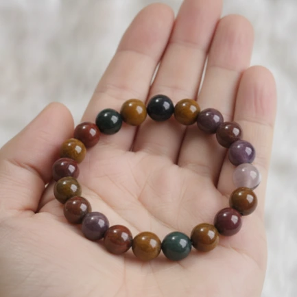 Bracelet Jaspe Océan Pierre Naturelle 8mm Grade AA 3 bracelet jaspe ocean dans main
