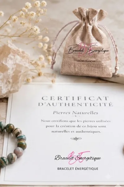 certificat authentification bracelet jaspe ocean
