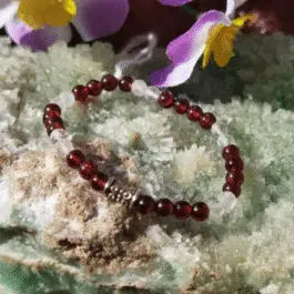 Bracelet Flamme Cristalline en Grenat et Cristal de Roche