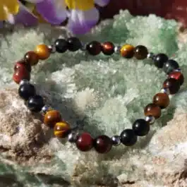 Bracelet des Trois Gardiens en Œil de Tigre, Faucon et Taureaux