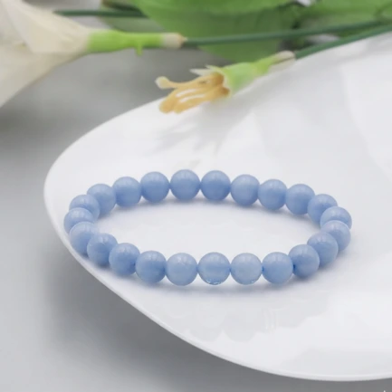 Bracelet pour Thyroïde en Pierre Naturelle d'Angélite 8mm Grade AAA 6 bracelet thyroïde presentation zen
