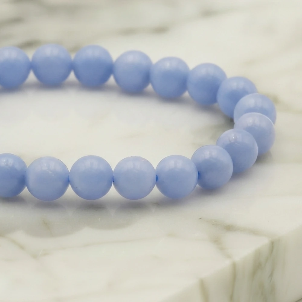 Bracelet pour Thyroïde en Pierre Naturelle d'Angélite 8mm Grade AAA 2 bracelet thyroïde vue zoom