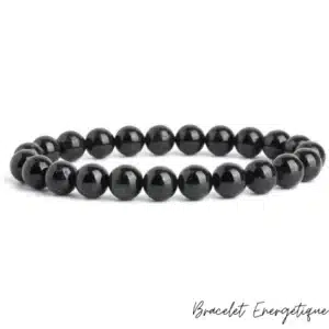 Bracelet Spinelle Noire de Madagascar Perles 8mm Lithothérapie