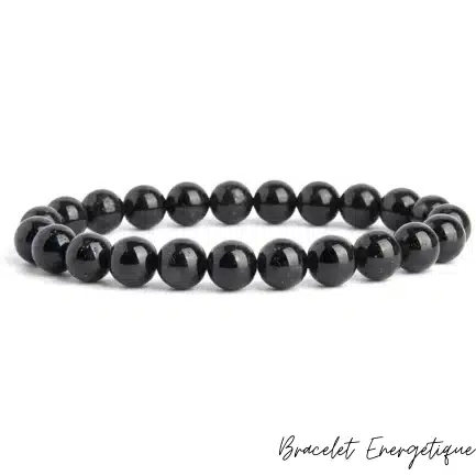 Bracelet Spinelle Noire de Madagascar Perles 8mm Lithothérapie