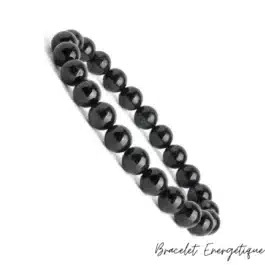 Bracelet Spinelle Noire de Madagascar Perles 8mm