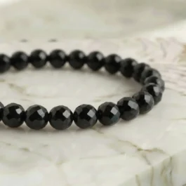 Bracelet Spinelle Noire Pierre Naturelle 8mm Grade AAA