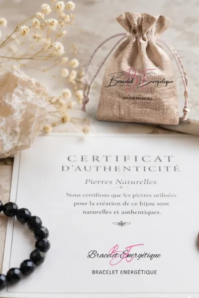 certificat authentification bracelet pierre spinelle noire