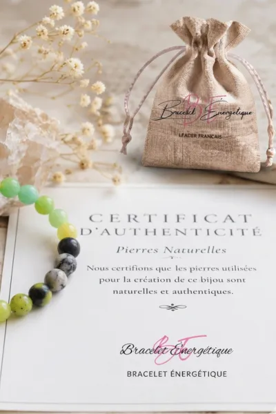 certificat authentification bracelet pierre chrysoprase citron