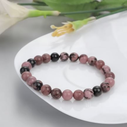 Bracelet Rhodonite Pierre Naturelle 8mm Grade AAA 6 Bracelet Rhodonite Pierre Naturelle 8mm Grade AAA presentation zen