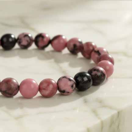 Bracelet Rhodonite Pierre Naturelle 8mm Grade AAA 2 Bracelet Rhodonite Pierre Naturelle 8mm Grade AAA – Image 2