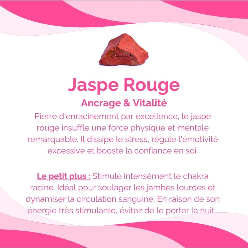 Bracelet Jaspe Rouge Pierre Naturelle 8mm Grade AAA 7 fiche technique jaspe rouge